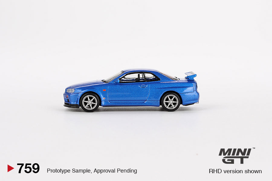 MINI GT 1/64 Nissan Skyline GT-R (R34 )V-SPEC  Bayside  Blue