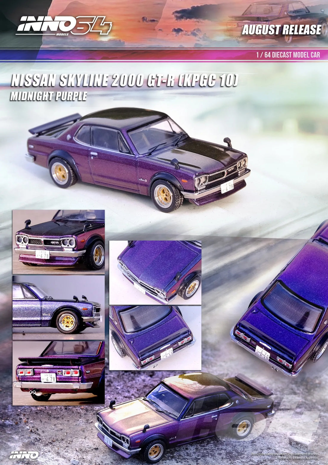 INNO64 1/64 NISSAN SKYLINE 2000 GT-R MIDNIGHT PURPLE II