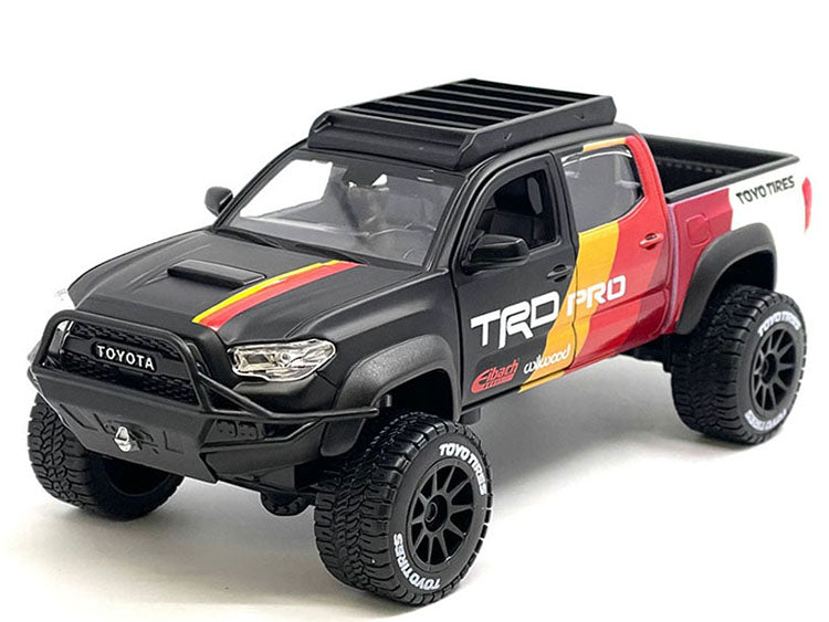 Maisto 1:27 2023 Toyota Tacoma TRD PRO Off Road Truck Matt Black with Graphics and Roofrack
