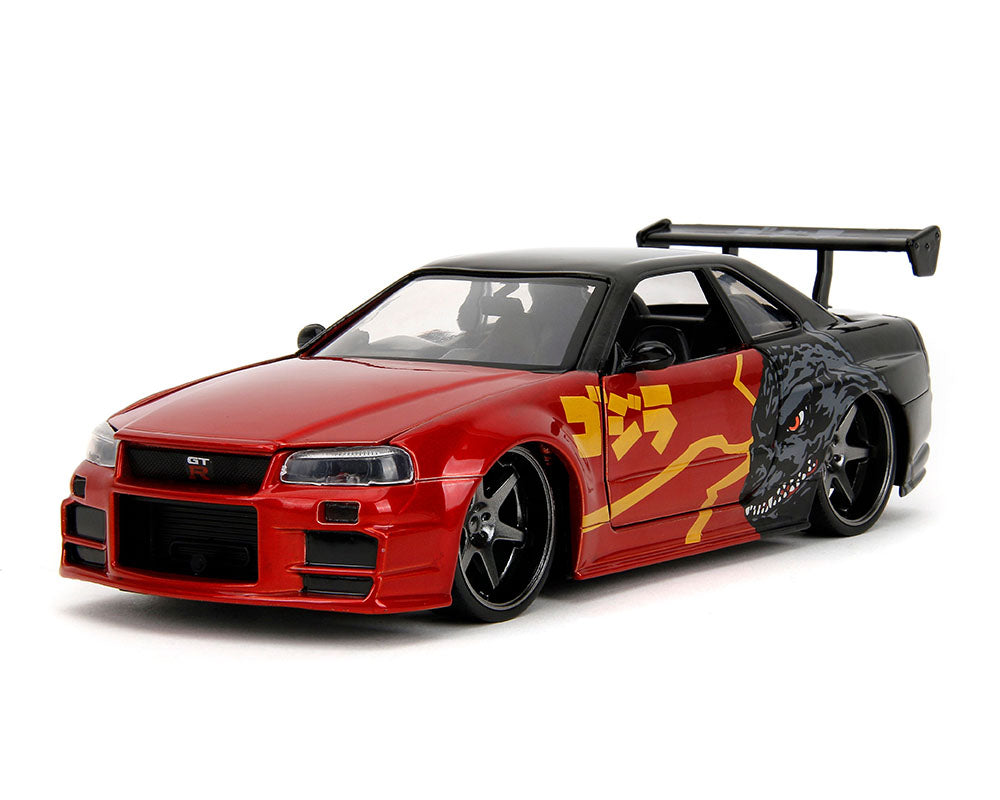 JADA 1/24 Nissan Skyline GT-R R34 Godzilla – M. Red – Hollywood Rides