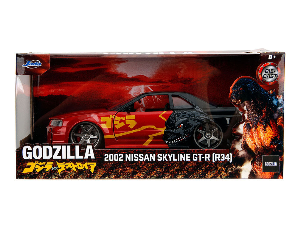 JADA 1/24 Nissan Skyline GT-R R34 Godzilla – M. Red – Hollywood Rides
