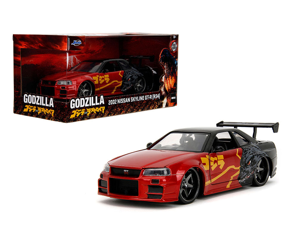 JADA 1/24 Nissan Skyline GT-R R34 Godzilla – M. Red – Hollywood Rides