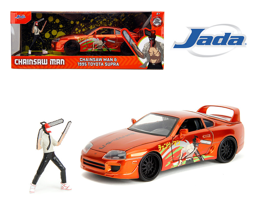 Jada 1:24 Chainsaw Man and 1995 Toyota Supra – Orange – Hollywood Rides