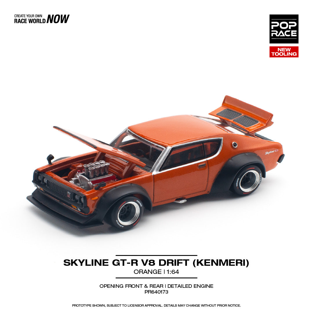 (COMING SOON) POP RACE 1/64 Skyline GT-R V8 Drift (Kenmeri)
