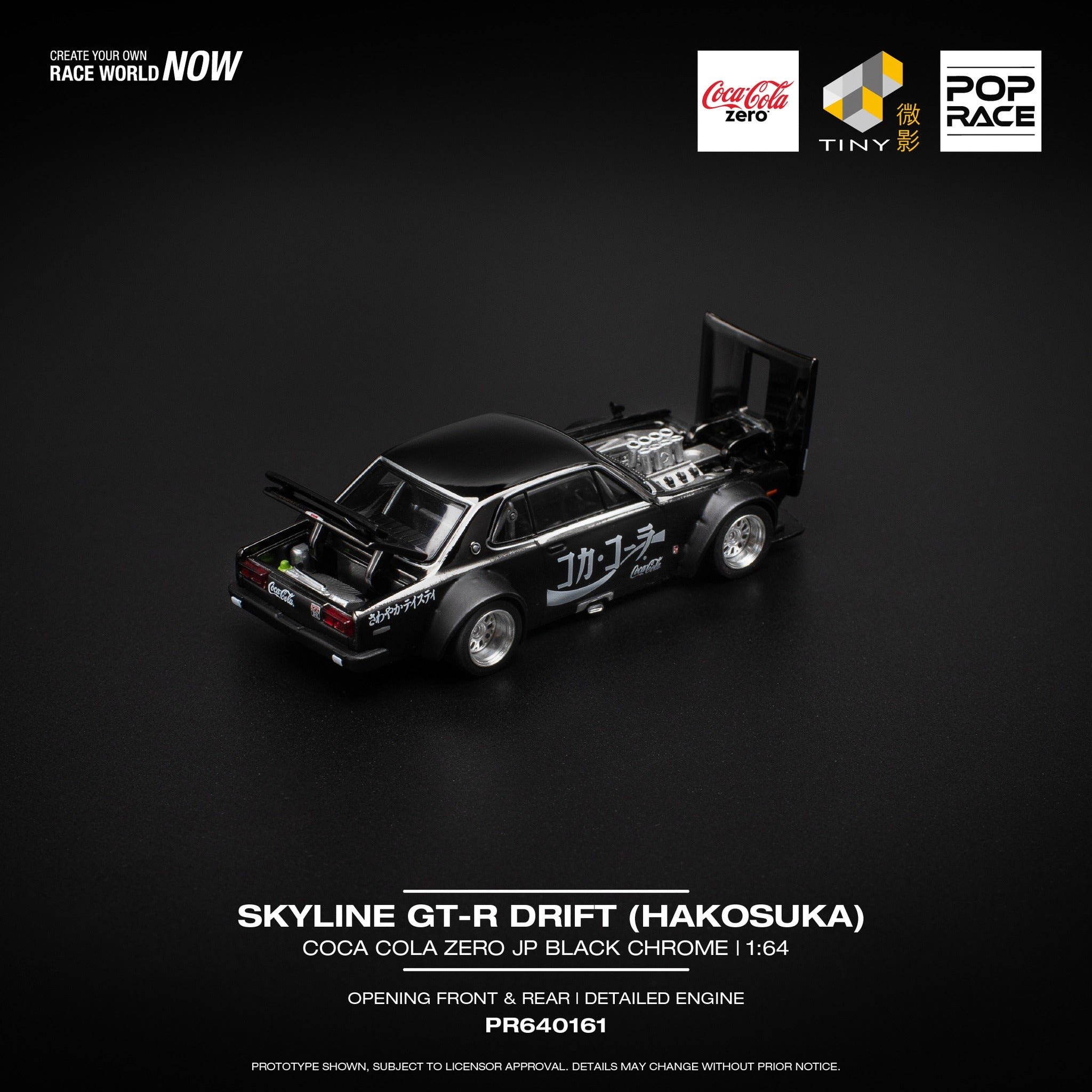 POP RACE 1/64 Skyline GT-R V8 Drift (Hakosuka) – Coca Cola Zero Black