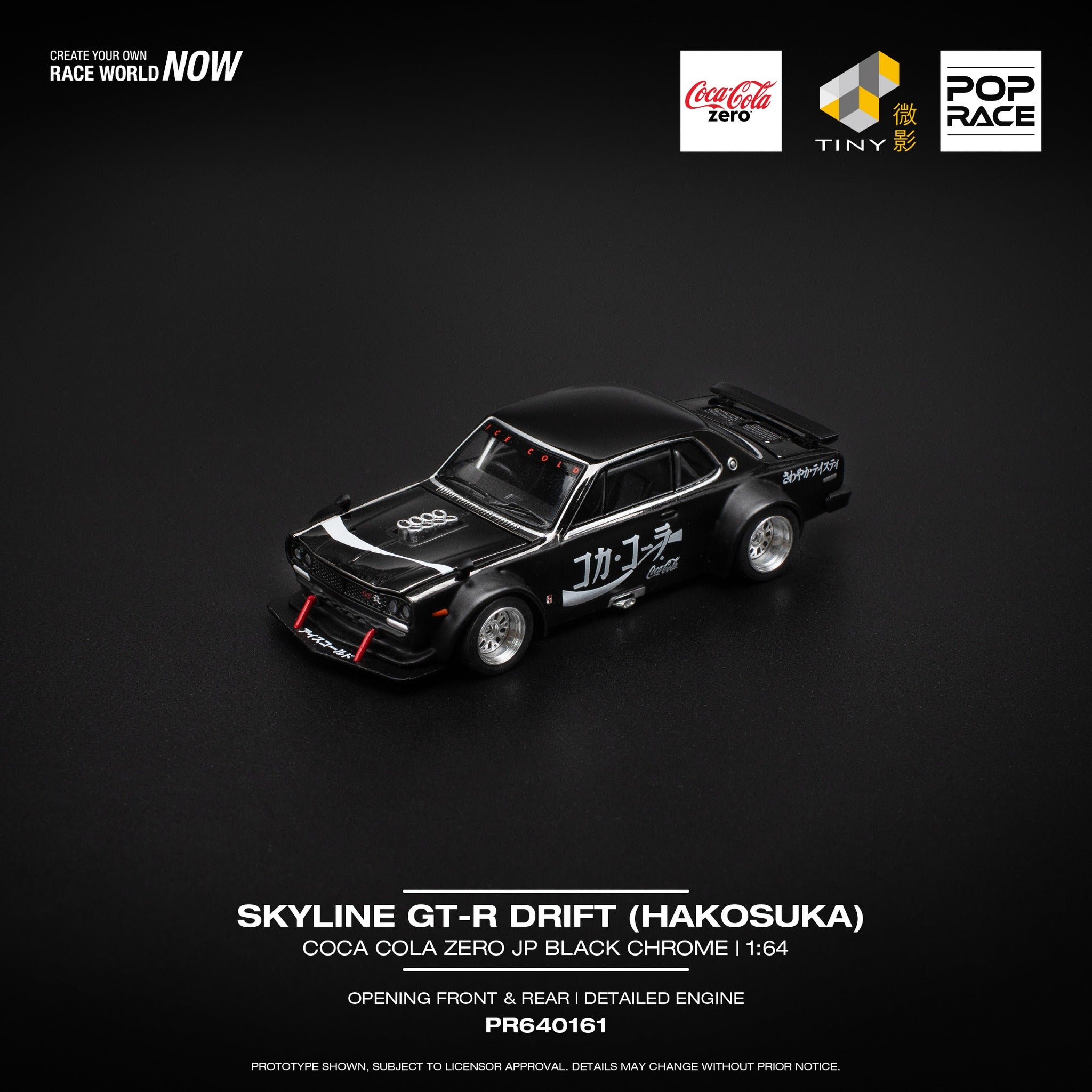 POP RACE 1/64 Skyline GT-R V8 Drift (Hakosuka) – Coca Cola Zero Black