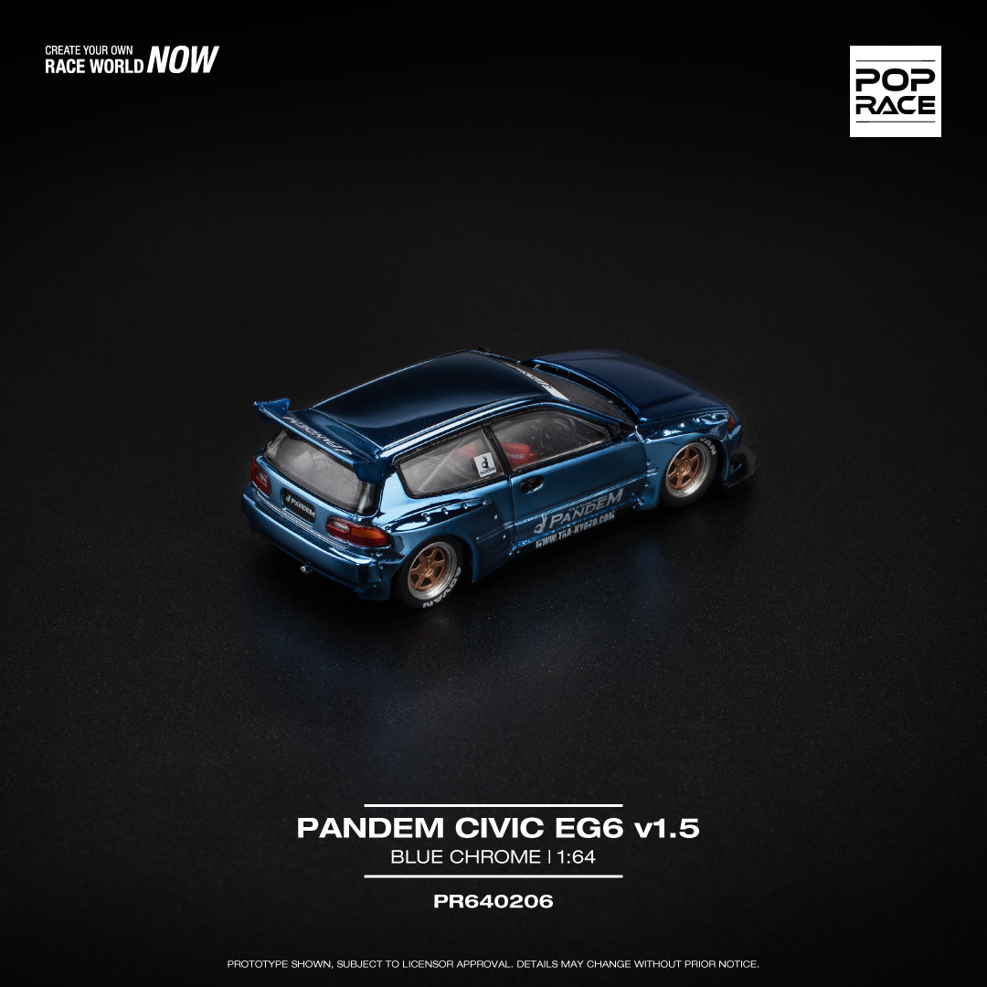 (COMING SOON) POP RACE 1/64 Pandem Civic EG6 – Blue Chrome