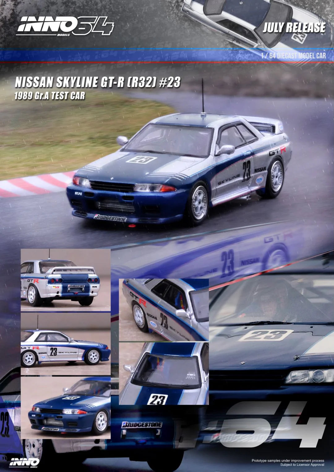 INNO64 1/64 NISSAN SKYLINE GT-R (R32) GR.A TEST CAR 1989