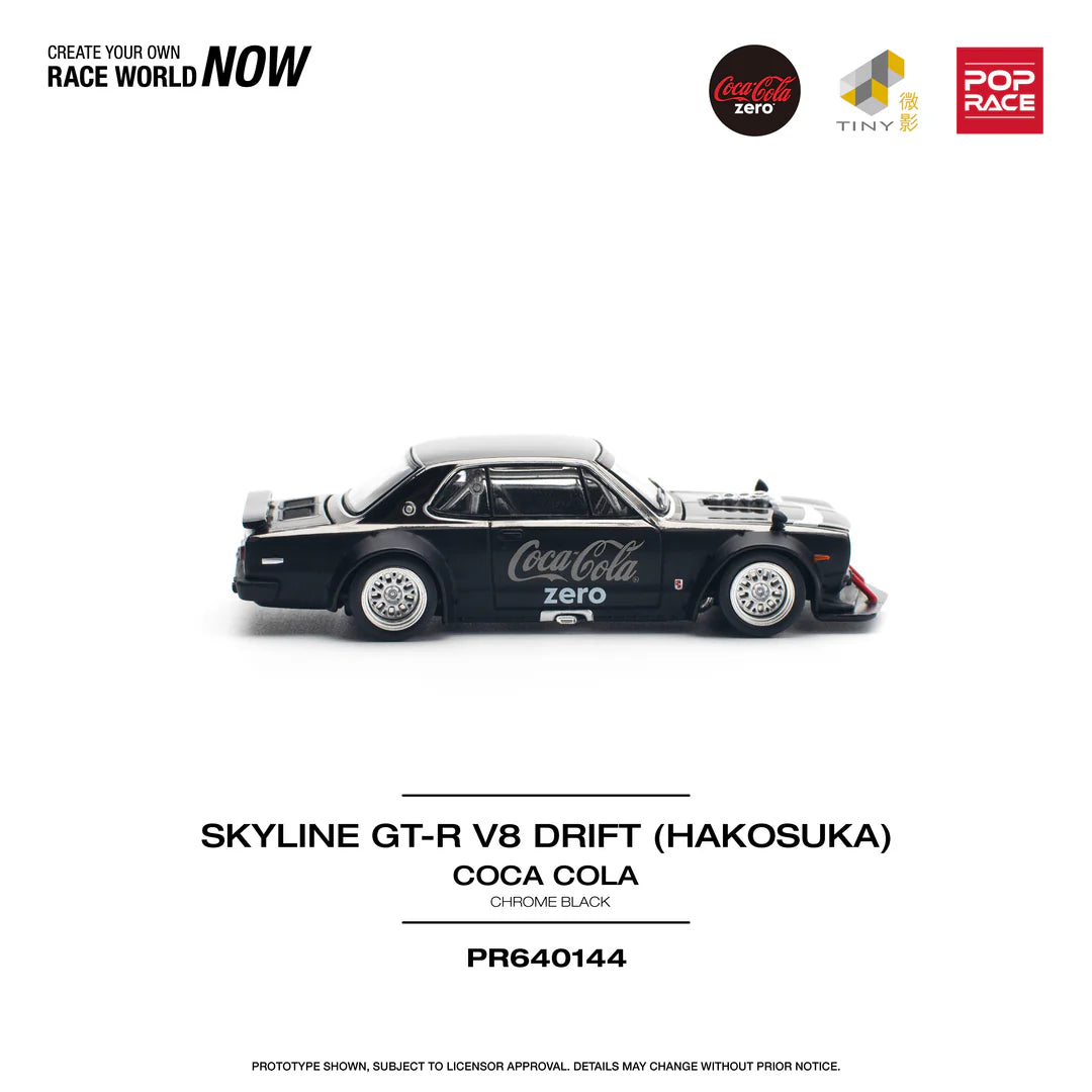 POP RACE 1/64 Skyline GT-R V8 Drift (Hakosuka) – Coca Cola Zero Black