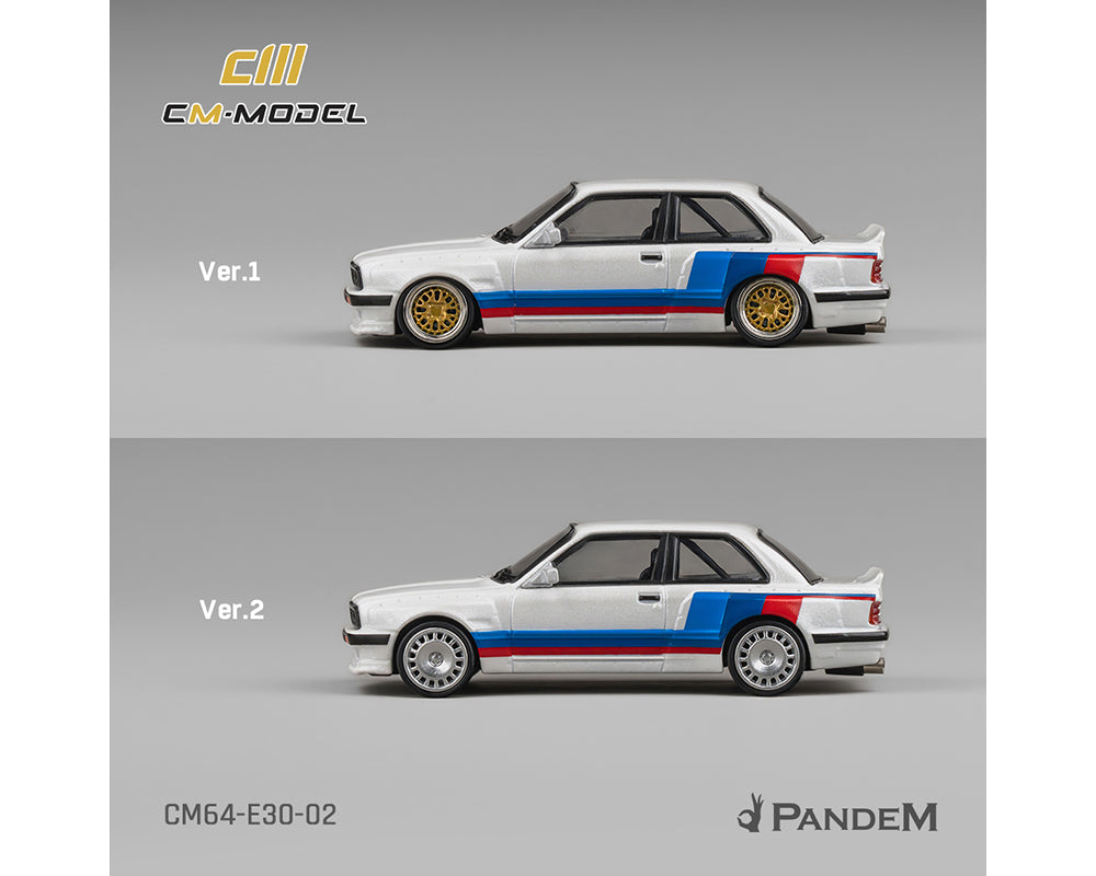 (COMING SOON) CM MODEL 1/64 BMW M3 E30 Alpine Pandem – White with M Tri-Stripes- Limited Edition