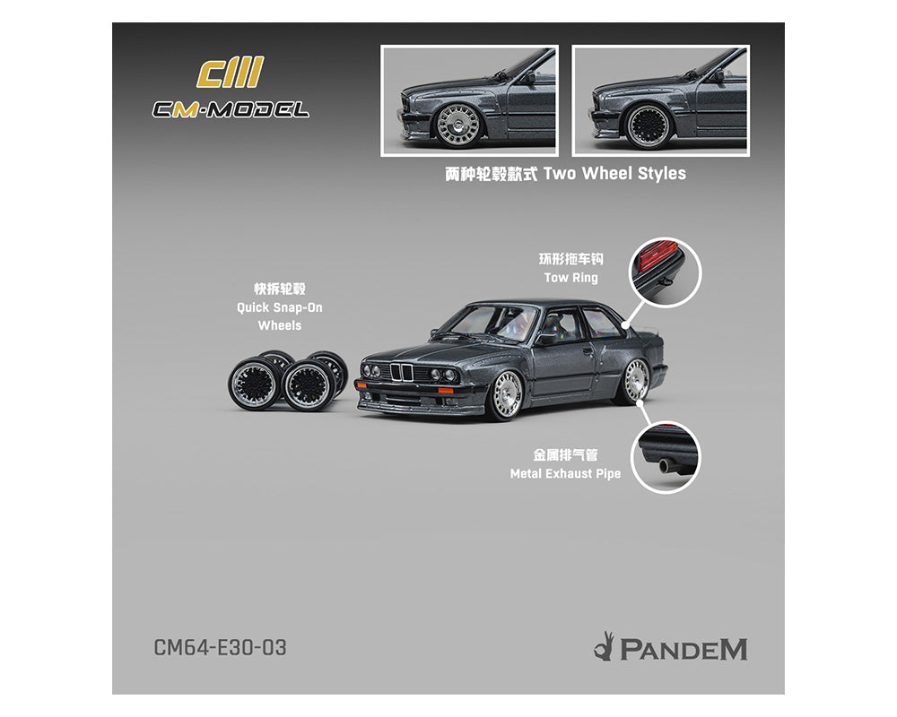 (COMING SOON) CM MODEL 1/64 Pandem BMW M3 E30 -Metallic Gunmetal Grey