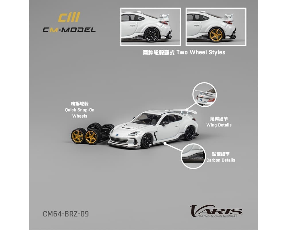 CM MODEL 1/64 Subaru BRZ Varis Widebody custom – White – Limited Edition
