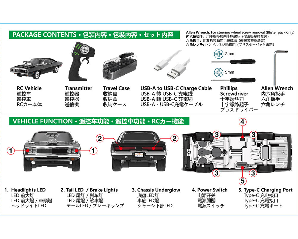 (COMING SOON) GREENLIGHT 1:64 RC The Fast & The Furious 1970 Dodge Charger “Dom’s Charger” Combo Set