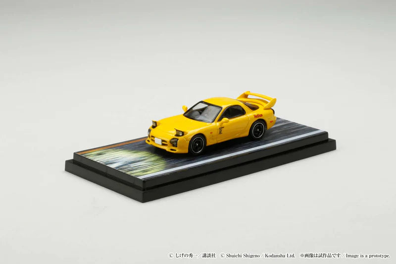 HOBBY JAPAN 1/64 Mazda RX-7 (FD3S) Red Suns / INITIAL D vs Takumi Fujiwara with Keisuke Takahashi Figure Inside the car