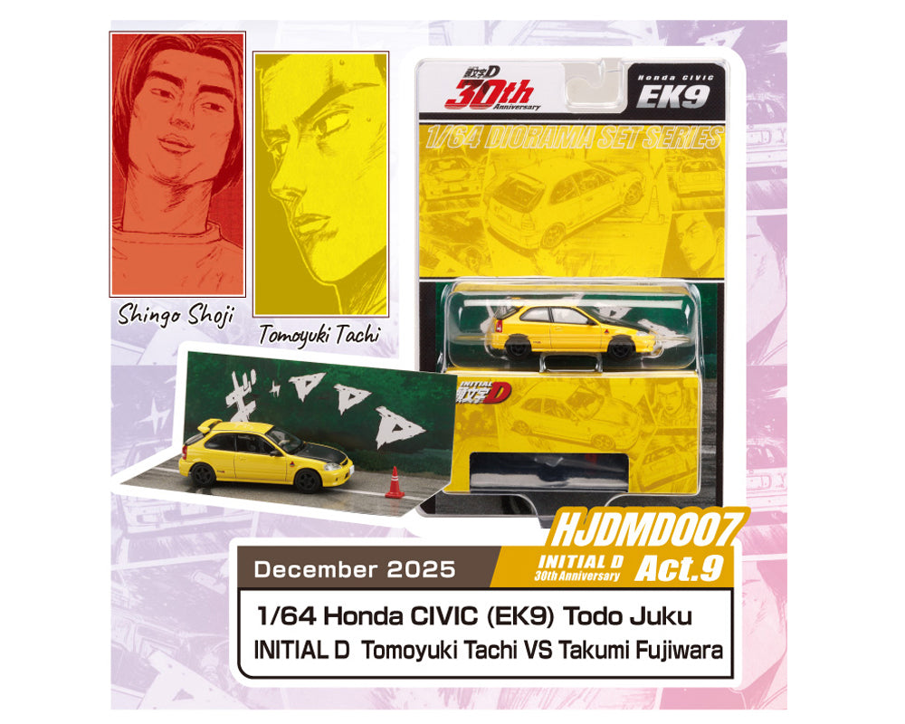(COMING SOON) HOBBY JAPAN 1/64 Initial D 30th Anniversary Honda CIVIC (EK9) Todojuku / INITIAL D Tomoyuki Tachi VS Takumi Fujiwara – JDM64