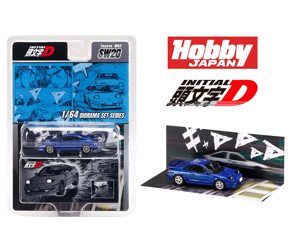 (COMING SOON) HOBBY JAPAN 1/64 Initial D Diorama Set Series Toyota MR2 (SW20)/Initial D Kai Kogashiwa VS Takumi Fujiwara