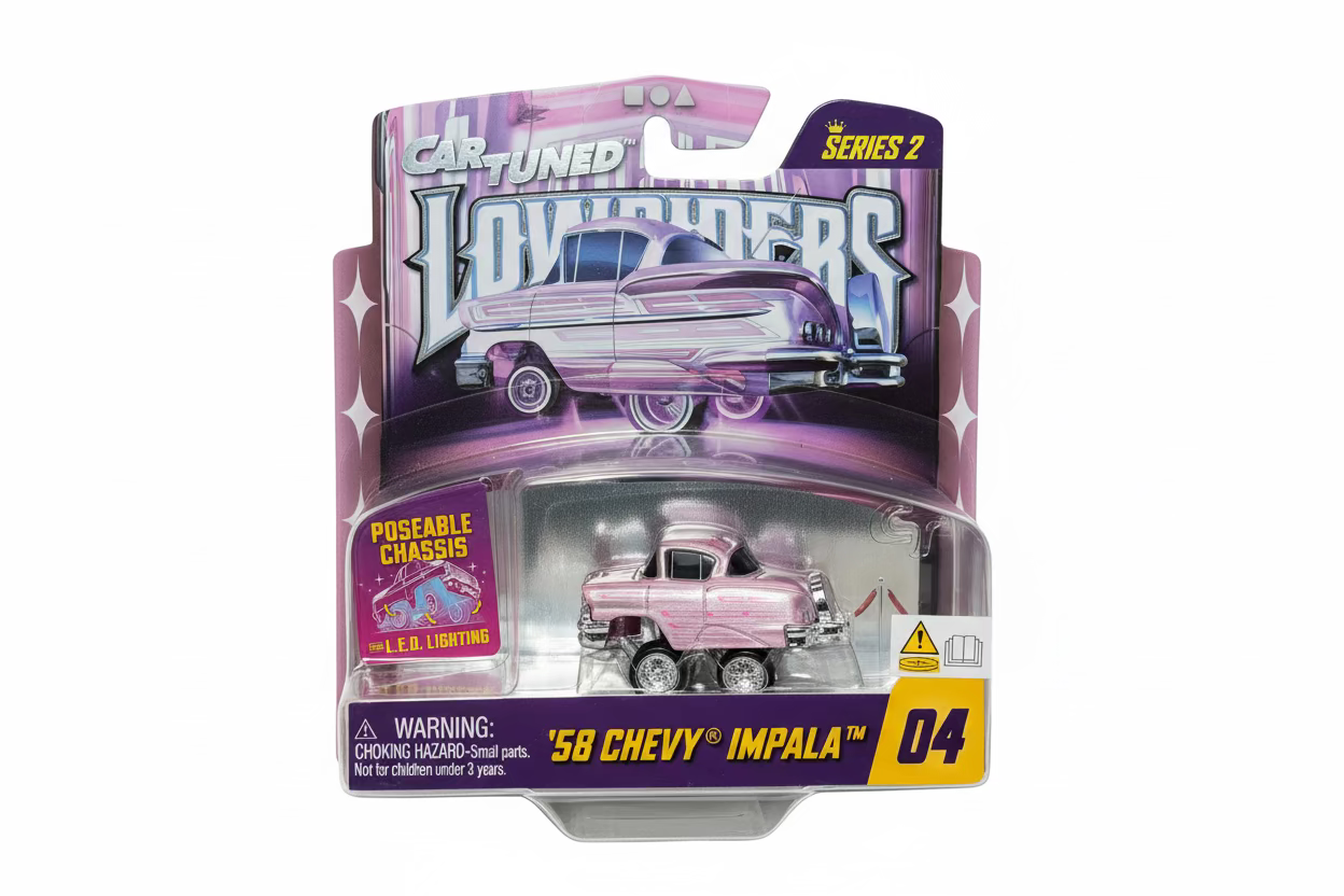 CarTuned™ 1:64 Lowriders SHOW GLOW Series 2 8 Styles 2026 – L.E.D. Light Up Chassis cars are sold individualy.