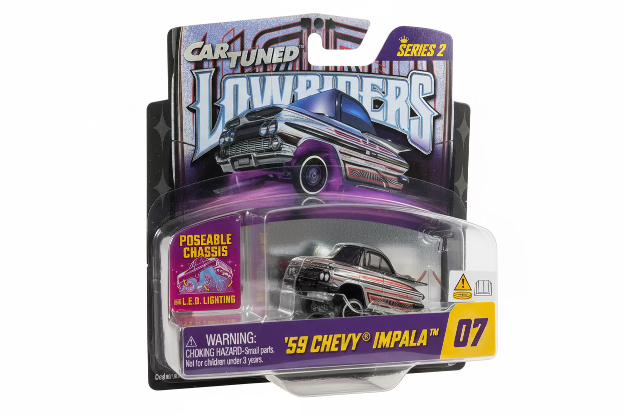 CarTuned™ 1:64 Lowriders SHOW GLOW Series 2 8 Styles 2026 – L.E.D. Light Up Chassis cars are sold individualy.