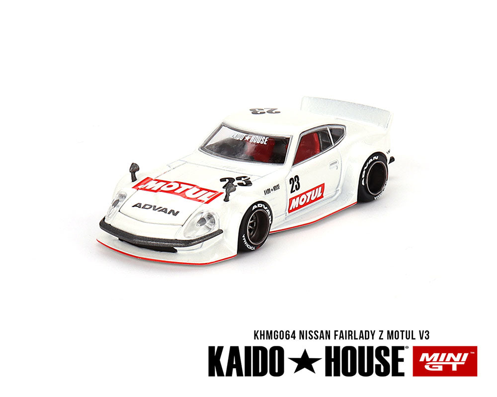 KAIDO HOUSE 1/64 Datsun KAIDO Fairlady Z MOTUL V3 – White – Limited Edition OPEN BOX