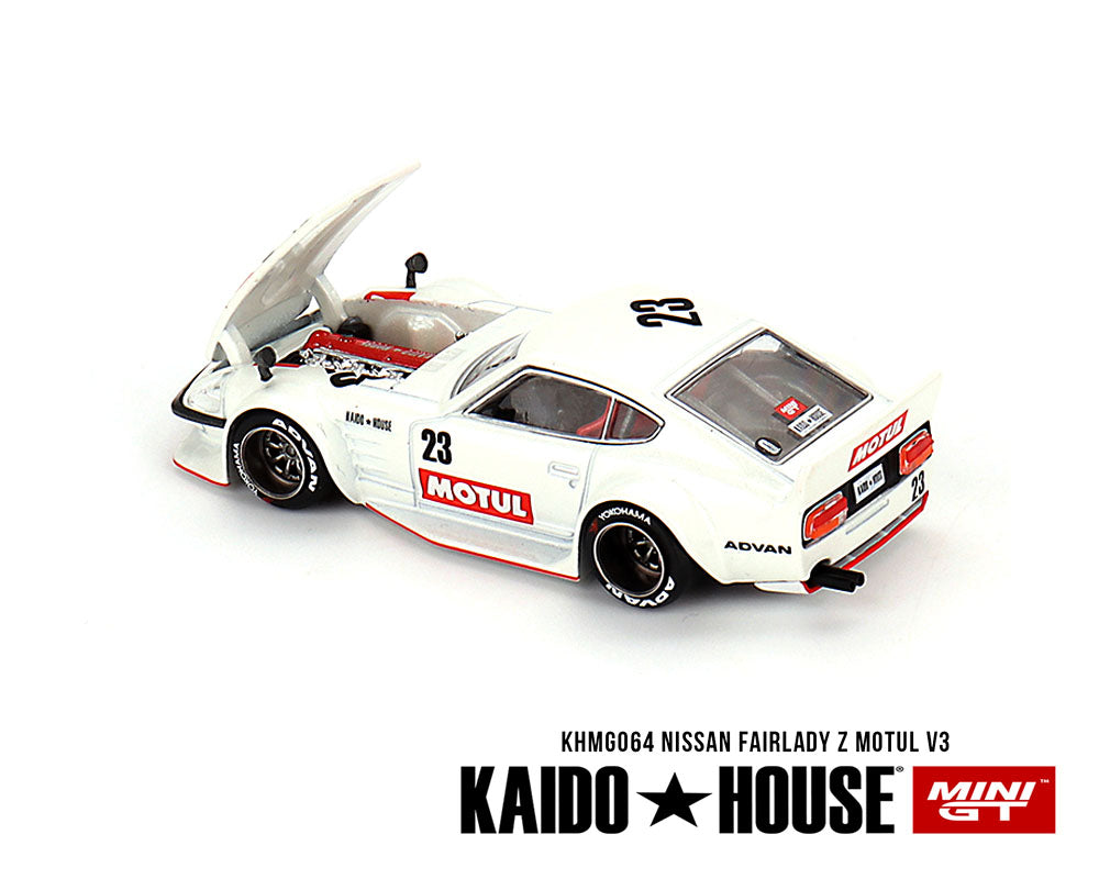 KAIDO HOUSE 1/64 Datsun KAIDO Fairlady Z MOTUL V3 – White – Limited Edition OPEN BOX