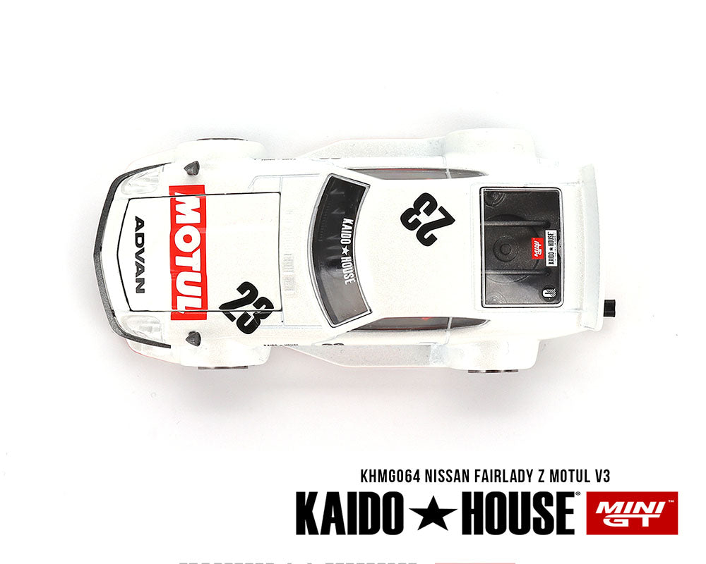 KAIDO HOUSE 1/64 Datsun KAIDO Fairlady Z MOTUL V3 – White – Limited Edition OPEN BOX