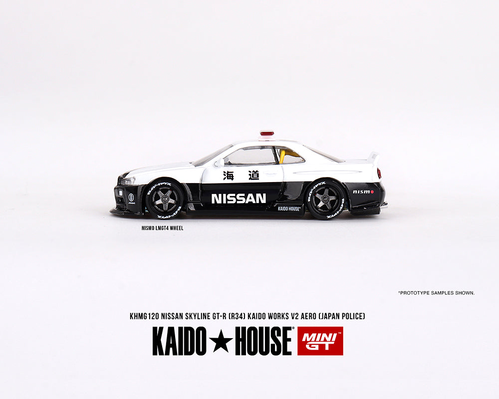 Kaido House x Mini GT 1:64 Nissan Skyline GT-R (R34) KAIDO WORKS V2 AERO POLICE (open box)