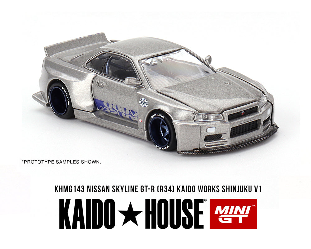 KAIDO HOUSE 1/64 Nissan Skyline GT-R (R34) KAIDO WORKS SHINJUKU V1 - SILVER