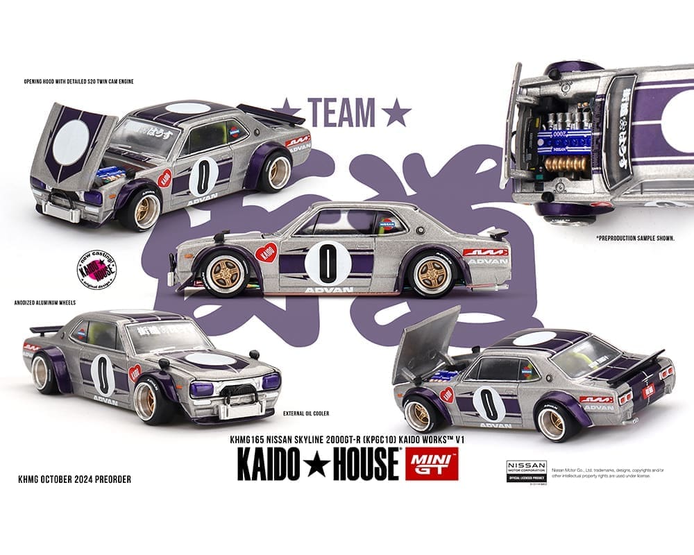 Kaido House x Mini GT 1:64 Nissan Skyline 2000GT-R (KPGC10) Kaido Works V1- Silver