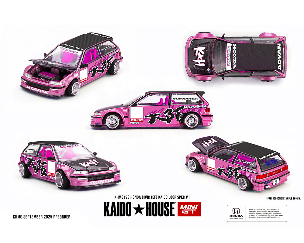 (COMING SOON) Kaido House x Mini GT 1:64 Honda Civic (EF) Kaido Loop Spec V1 – Pink