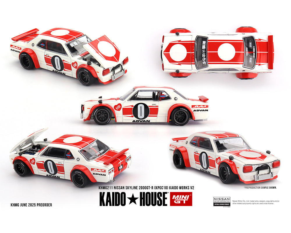 (COMING SOON) Kaido House x Mini GT 1:64 Nissan Skyline 2000GT-R (KPGC10) Kaido Works V2 – White