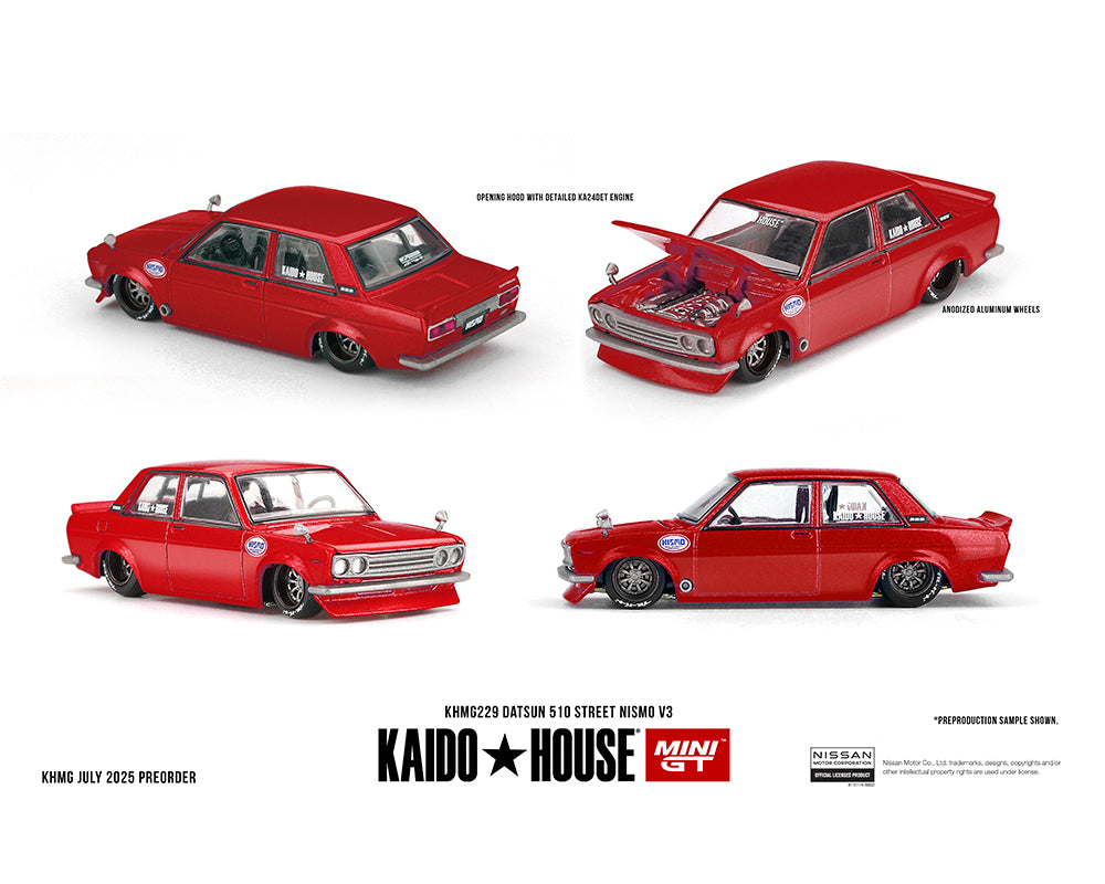 (COMING SOON) Kaido House x Mini GT 1:64 Datsun 510 Street Nismo V3 – Red