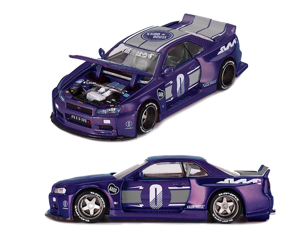 (COMING SOON) Kaido House x Mini GT 1:64 Nissan Skyline GT-R (R34) Kaido factory Racing V2 – Midnight Purple
