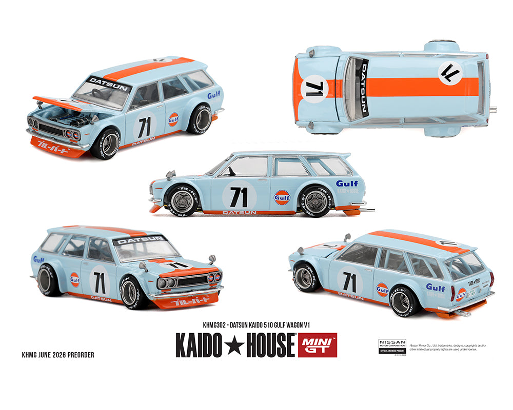 (COMING SOON) Kaido House x Mini GT 1:64 Datsun KAIDO 510 GULF Wagon V1 – Limited Edition
