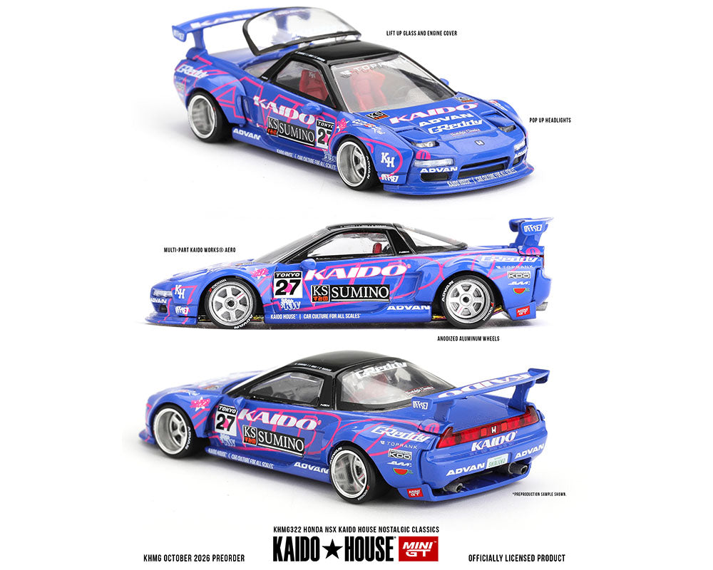 (COMING SOON) Kaido House x Mini GT 1:64 Honda NSX Kaido House Nostalgic Classics – Blue