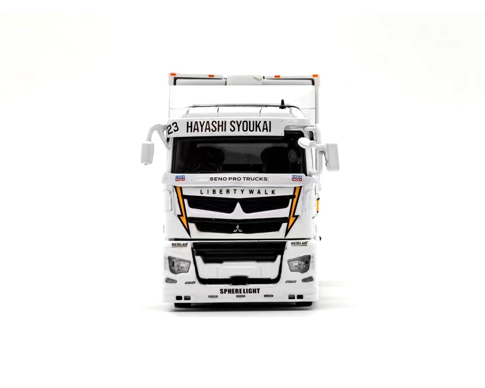 GCD 1/64 Liberty Walk LB-Trucks Mitsubishi Fuso Super Great Transporter Sphere – White