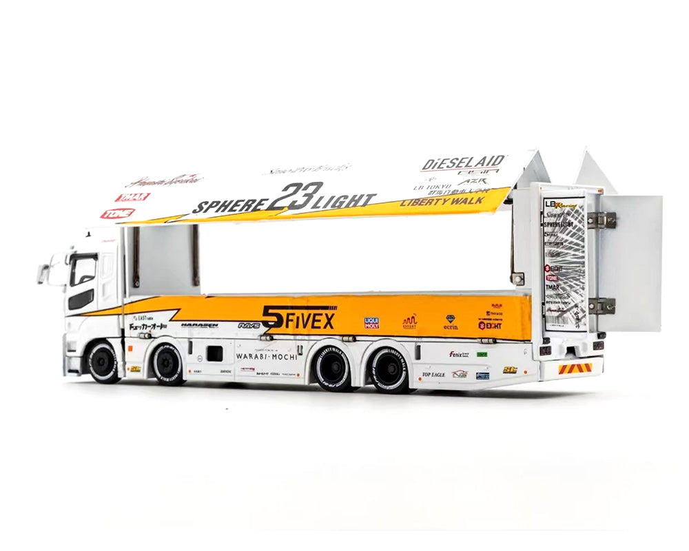 GCD 1/64 Liberty Walk LB-Trucks Mitsubishi Fuso Super Great Transporter Sphere – White