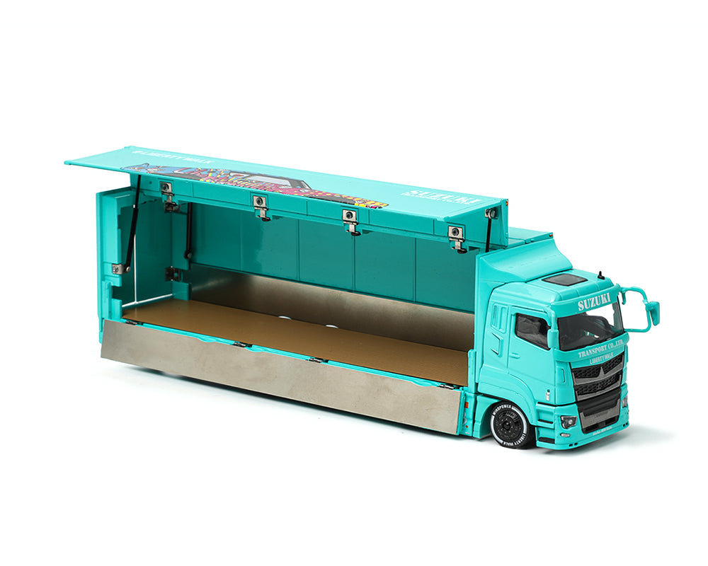 (COMING SOON) GCD 1/64 Liberty Walk LB-Trucks Mitsubishi Fuso Super Great Transporter LBWK – Blue