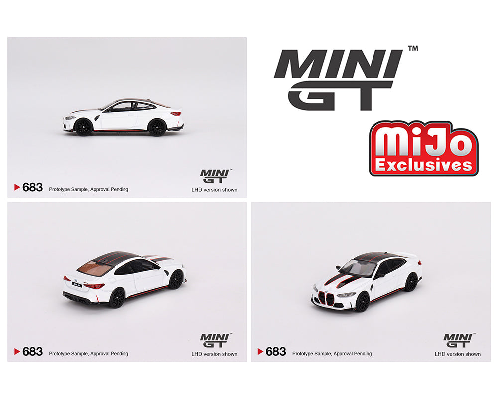 (COMING SOON) MINI GT 1/64 BMW M4 CSL – Alpine White- MiJo Exclusives