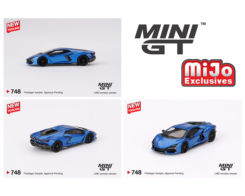 (COMING SOON) MINI GT 1/64 Lamborghini Revuelto – Blu Eleos – MiJo Exclusives