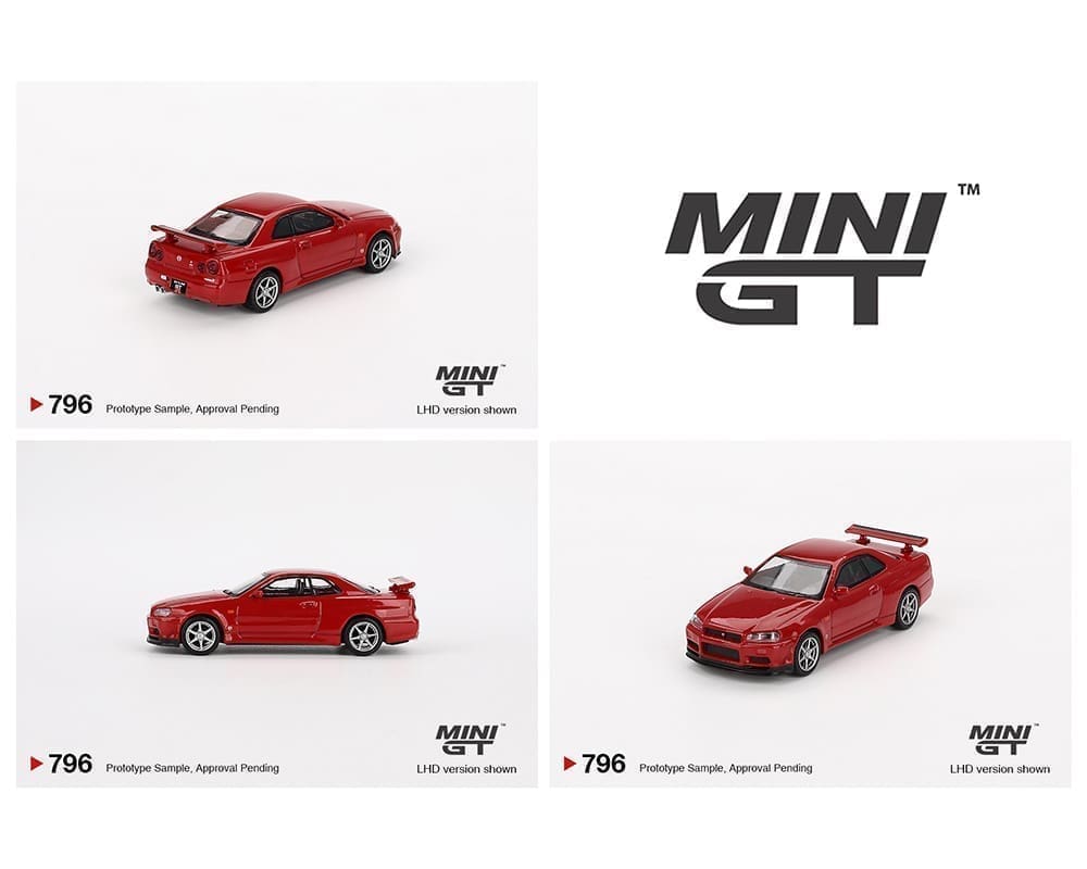 Mini GT 1/64 Nissan Skyline GT-R (R34) V-Spec Active Red