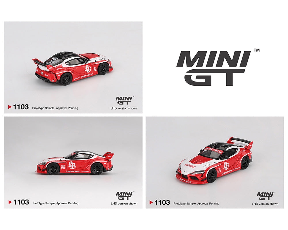 (COMING SOON) MINI GT 1/64 LB★WORKS Toyota GR Supra – Red/White