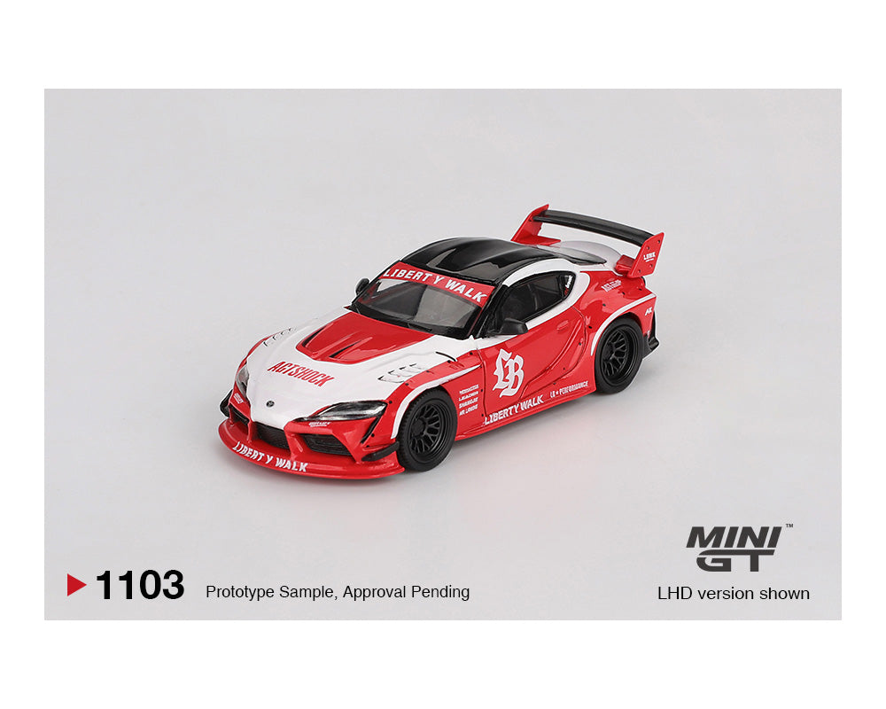 (COMING SOON) MINI GT 1/64 LB★WORKS Toyota GR Supra – Red/White