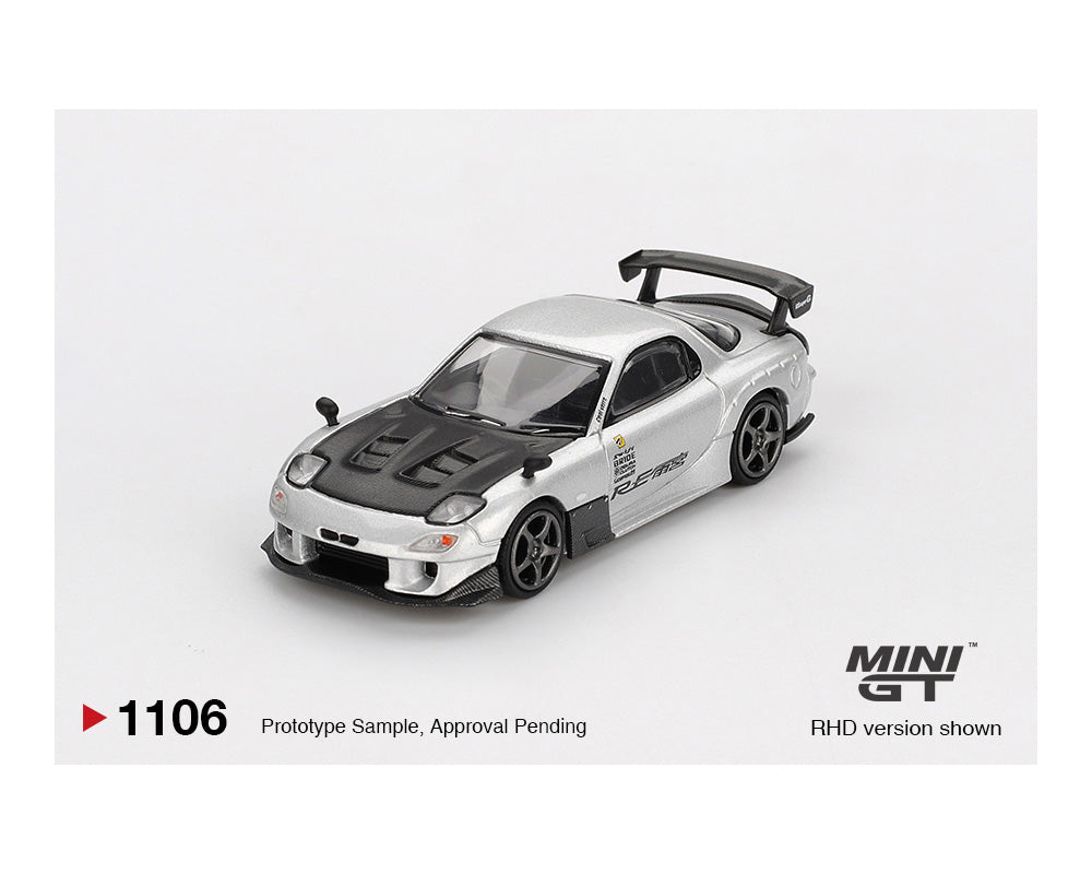 (COMING SOON) MINI GT 1/64 Mazda RX-7 RE-Amemiya – Silver Metallic
