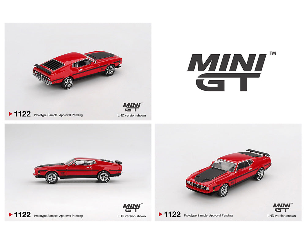 (COMING SOON) MINI GT 1/64 Ford Mustang Mach1 1971 – Race Red – Mijo Exclusives