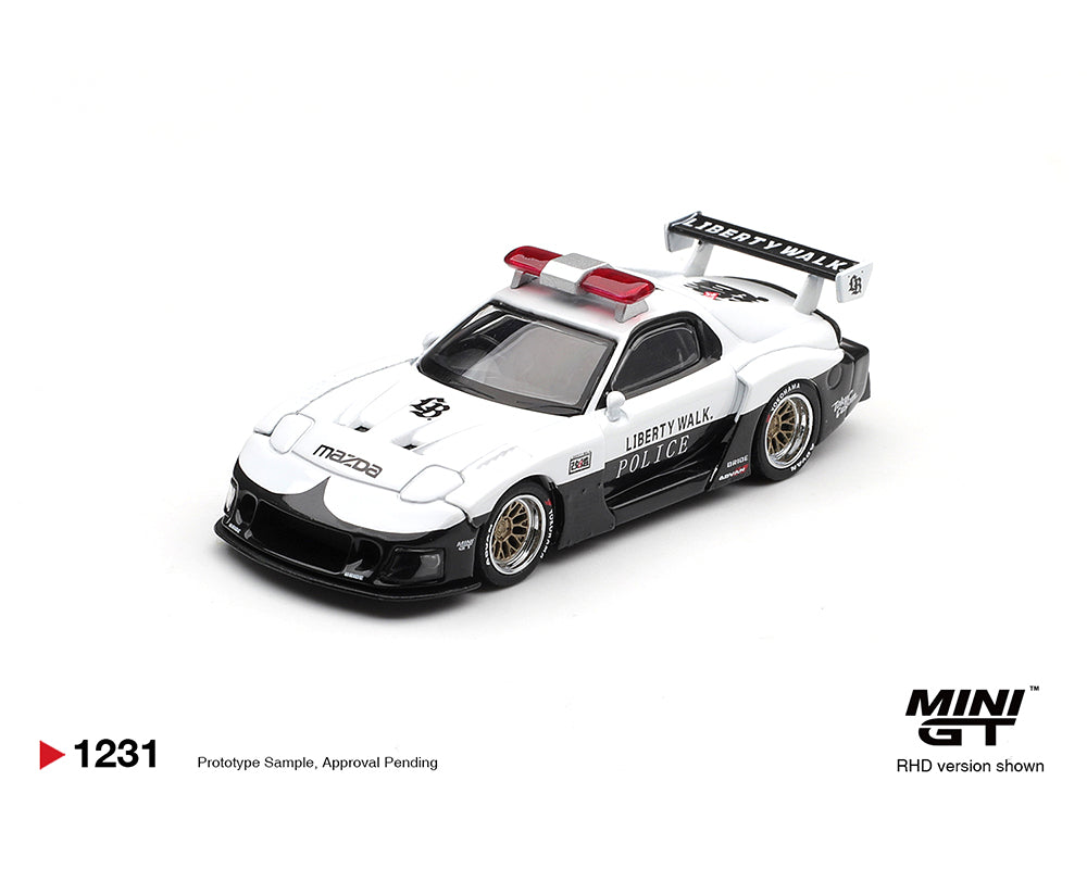(COMING SOON) MINI GT 1/64 MAZDA RX-7 LB-Super Silhouette Police – White – Limited Edition