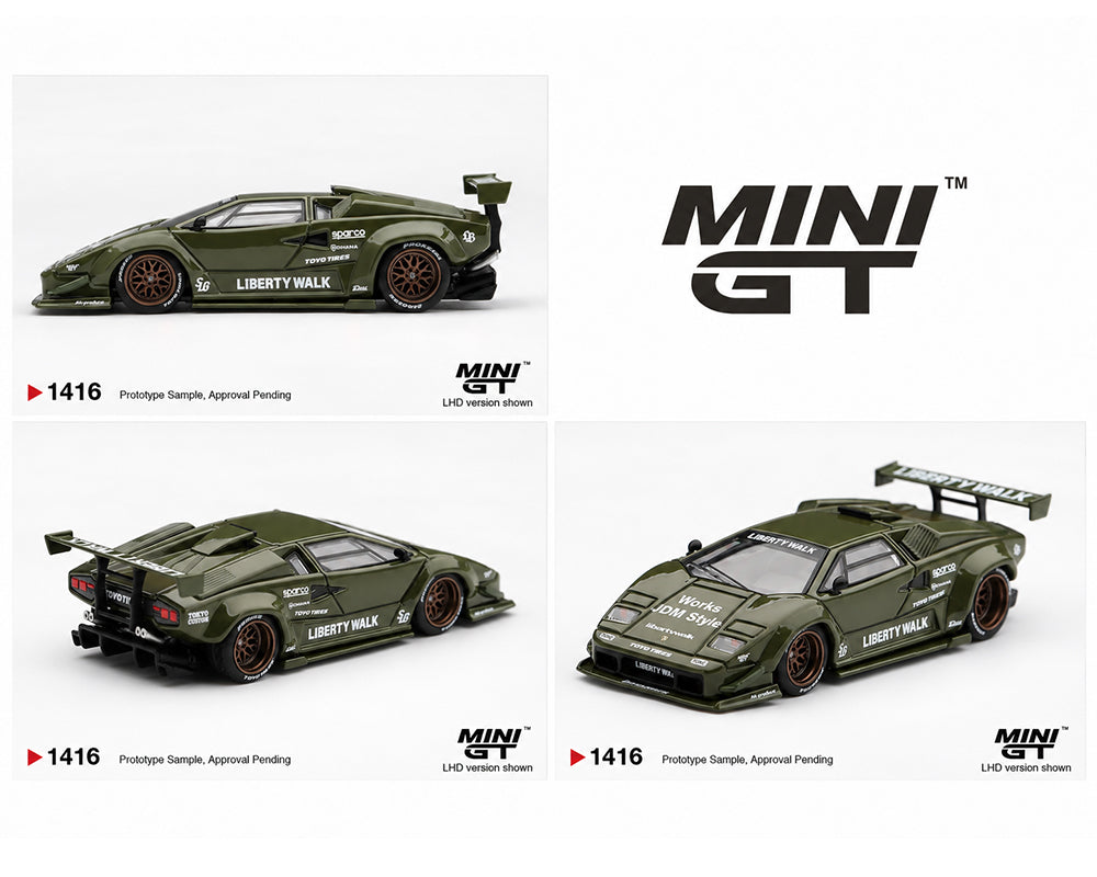 (COMING SOON) MINI GT 1:64 Lamborghini Countach LB-WORKS Army Green – Limited Edition