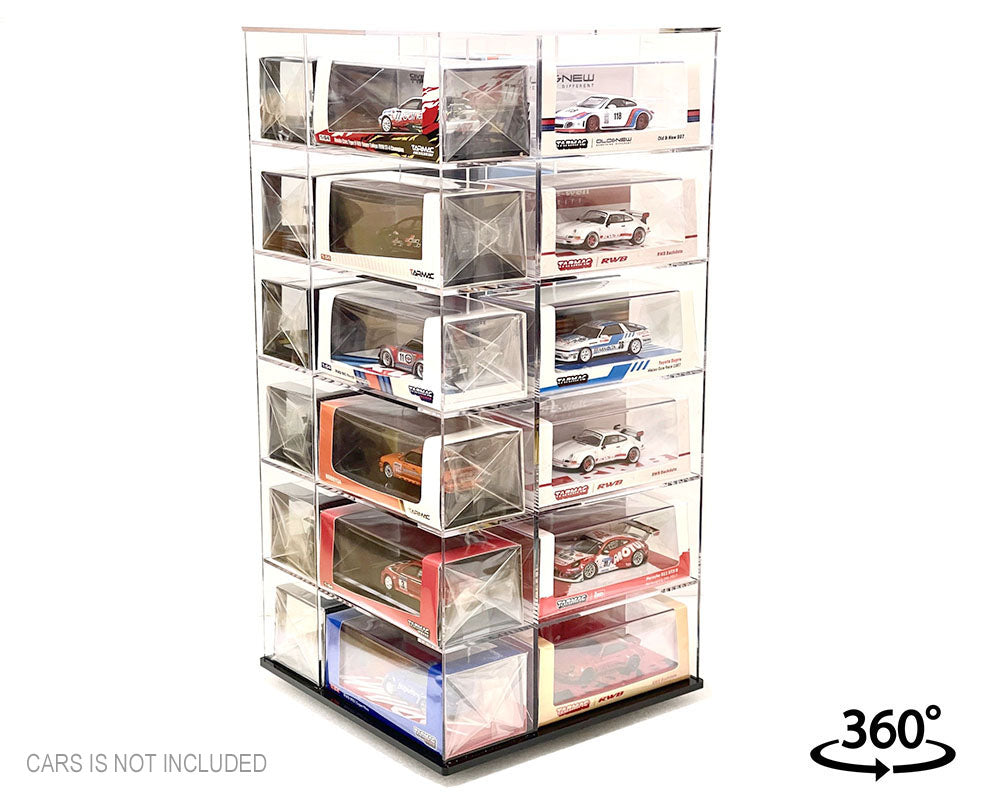 SHOWCASE 1/64 LARGE 24 CAR DISPLAY DESK TOP SPINNER (8"X8"X16.6")