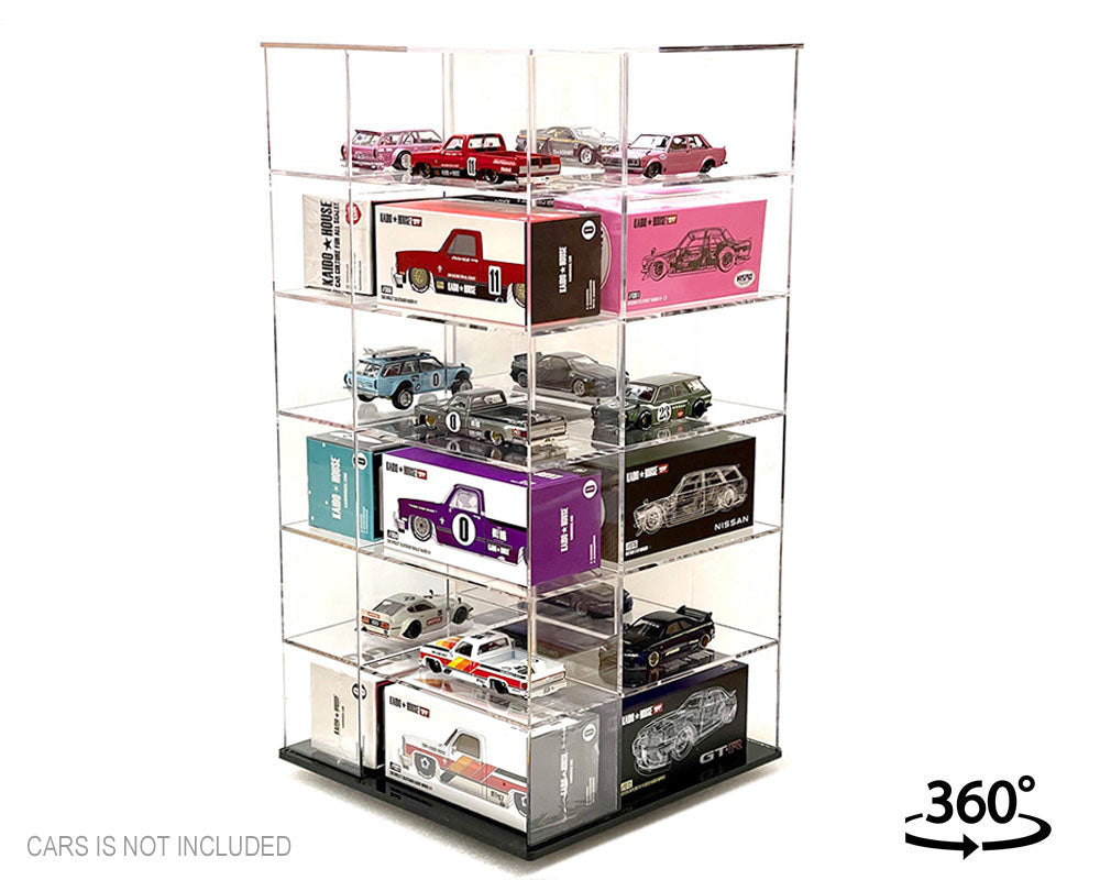 SHOWCASE 1/64 LARGE 24 CAR DISPLAY DESK TOP SPINNER (8"X8"X16.6")