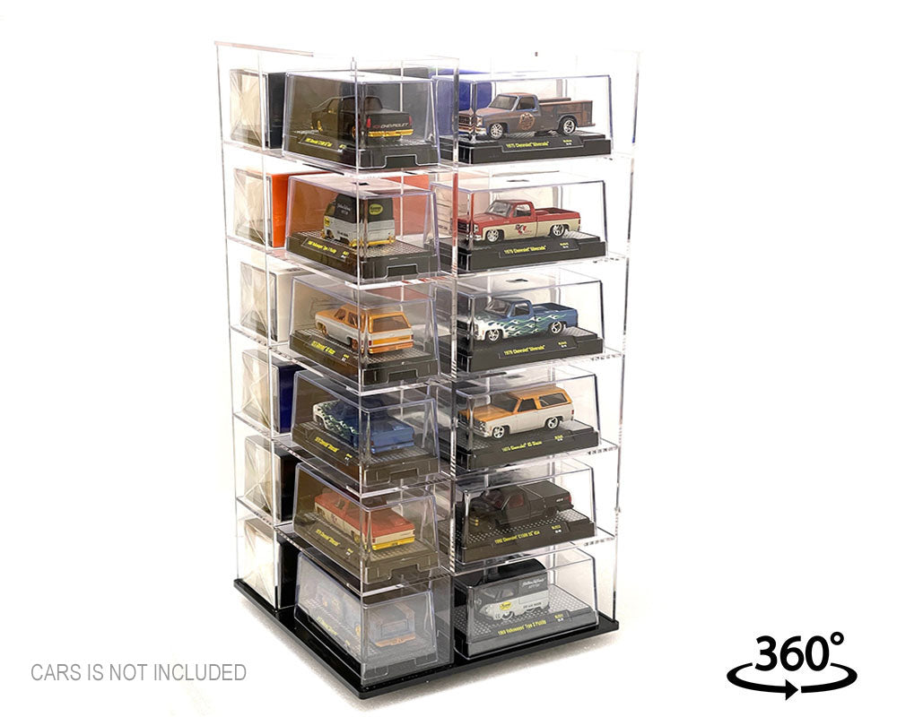 SHOWCASE 1/64 LARGE 24 CAR DISPLAY DESK TOP SPINNER (8"X8"X16.6")