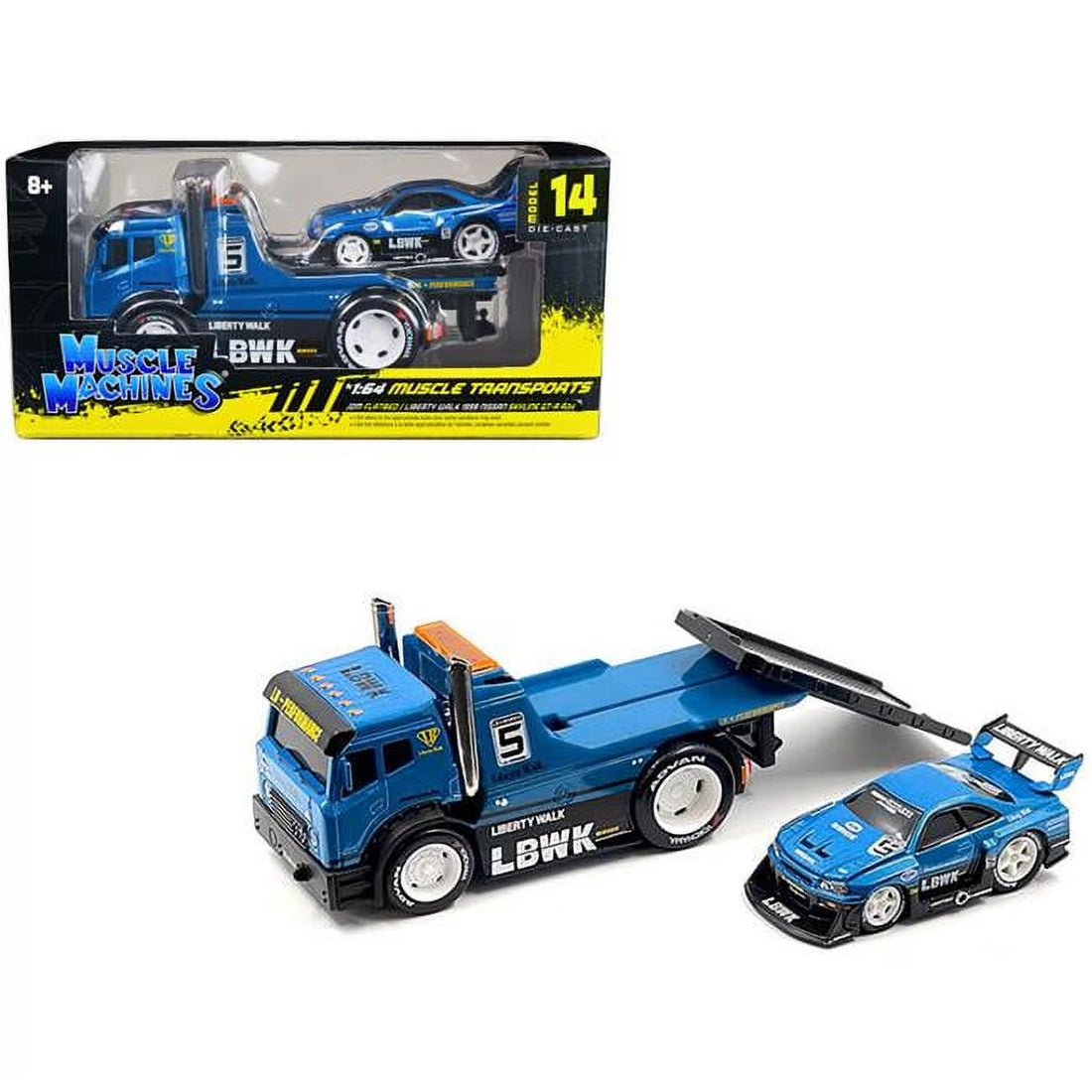 Muscle Machines 1:64 Liberty Walk 1999 Nissan Skyline GT-R R34 Flatbed Muscle Machines Transports